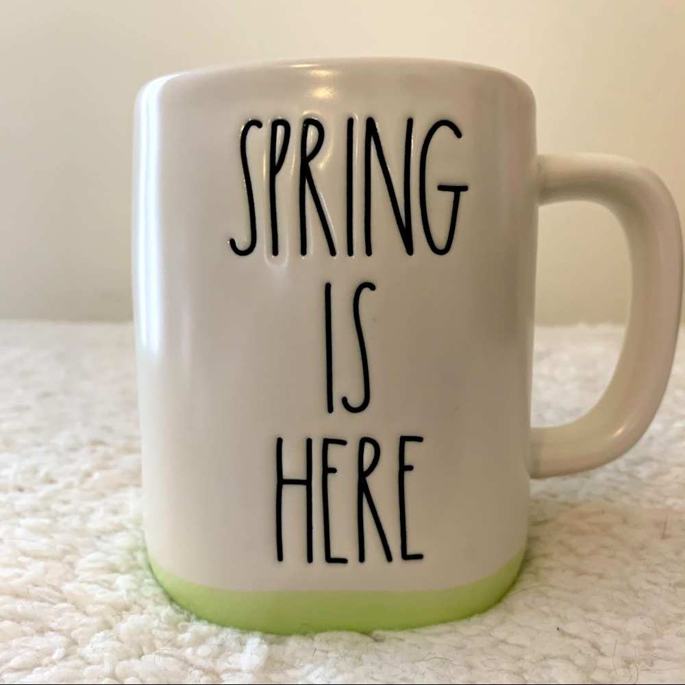 BNWT Rae Dunn White and Green SPRING IS HERE Mug